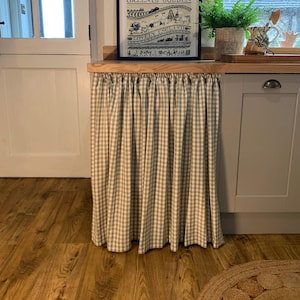 Gingham Hideaway Curtain in Beige, Curtain, Kitchen Curtain, Appliance Curtain, Washing Machine Curtain, Washing Machine Cover