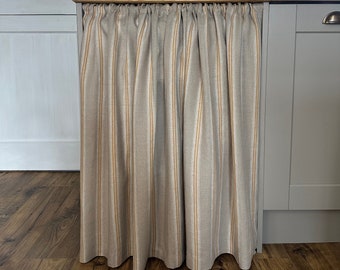 Kitchen Hideaway Curtain in natural and saffron stripe, Cupboard Curtain, Kitchen Curtain, Appliance Curtain, Washing Machine Curtain