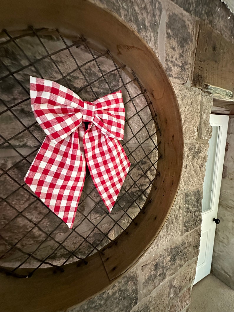 Gingham Bow Medium in Red image 2