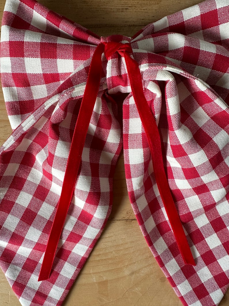 Gingham Bow Medium in Red image 5