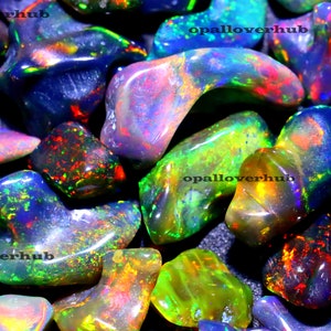 AAA Grade Black Opal Rough Gemstone Multi Fire Ethiopian Opal Polished Raw Loose Gemstone Wholesale Lot For Jewelry 12 To 20 MM