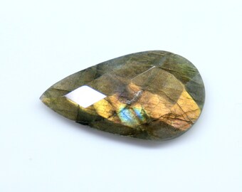 Amazing ~~ Golden Flash Labradorite Checker Cut Pear Shape Size - 37x20 MM. At WHOLESALE Price Loose Gemstone For Making Jewelry.!!