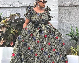 African Plus Size Maxi Dress, Women Fashion, Ankara Gown