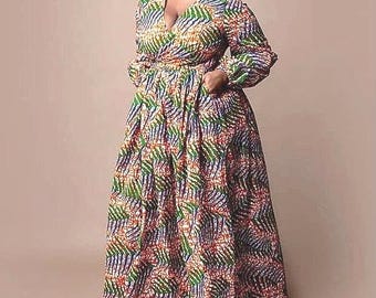 African Plus Size Maxi Dress, Women Fashion, Ankara Gown, Gift For Her