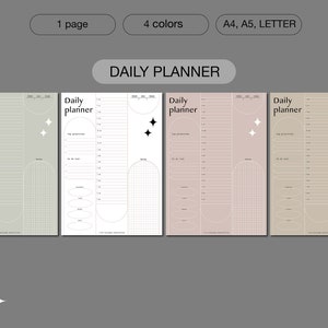 Daily Planner Printable PDF, Digital daily planner, One page one day, Diary