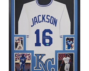 Bo Jackson Signed Framed White Jersey Beckett Autographed KC Royals