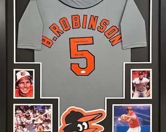 Brooks Robinson Signed Framed Grey Jersey JSA Autographed Baltimore Orioles