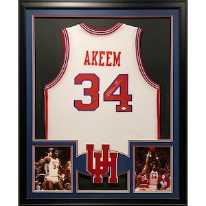 Hakeem Olajuwon Houston Rockets Autographed Red 1993-94 Mitchell