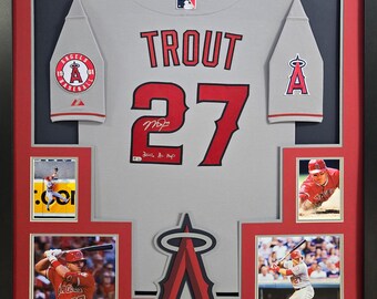 Mike Trout Framed Signed Grey Jersey MLB COA Autographed Los Angeles Angels