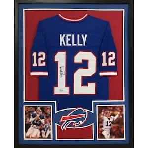 Jim Kelly Framed Signed Blue Jersey Beckett Autographed Buffalo Bills