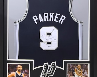 Tony Parker Framed Signed Jersey Steiner COA Autographed San Antonio Spurs