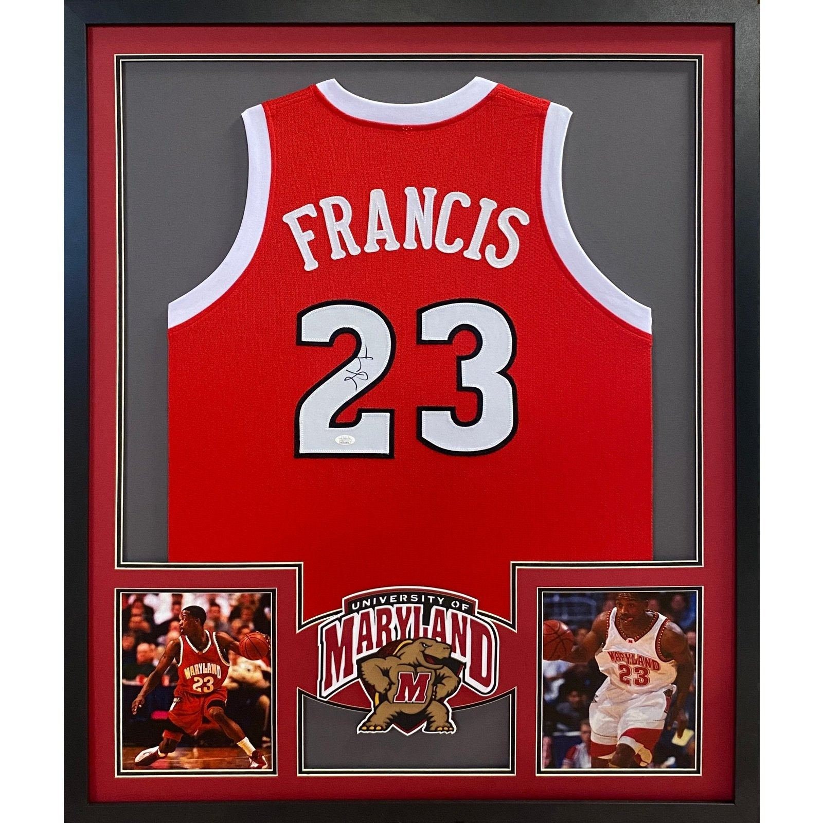 Steve Francis Autographed White w/Red Pro Style Jersey- Beckett