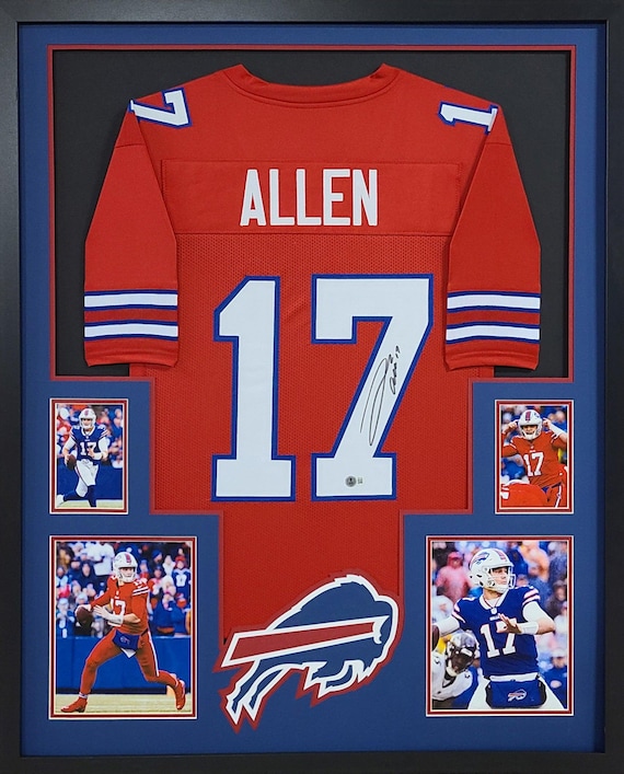 Josh Allen Framed Signed Red Jersey Beckett Autographed Buffalo
