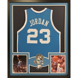 Michael Jordan Signed Bulls 44x32 custom framed jersey display