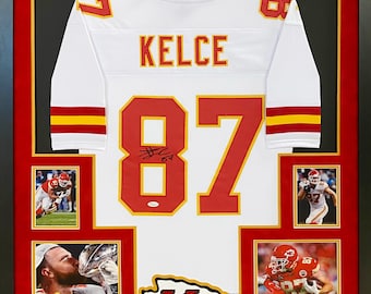 Travis Kelce Framed White Jersey JSA Autographed Signed Kansas City Chiefs