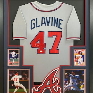 Tom Glavine Autographed and Framed Gray Braves Jersey