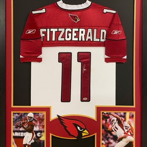 Larry Fitzgerald Signed Framed White Jersey PSA/DNA Autographed Arizona Cardinals