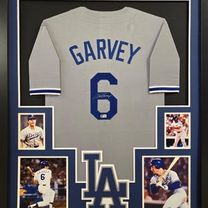 Steve Garvey Framed Grey Jersey Autographed Signed Dodgers Beckett