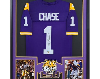 Ja'Marr Chase Framed Signed Jersey Beckett Autographed LSU Tigers