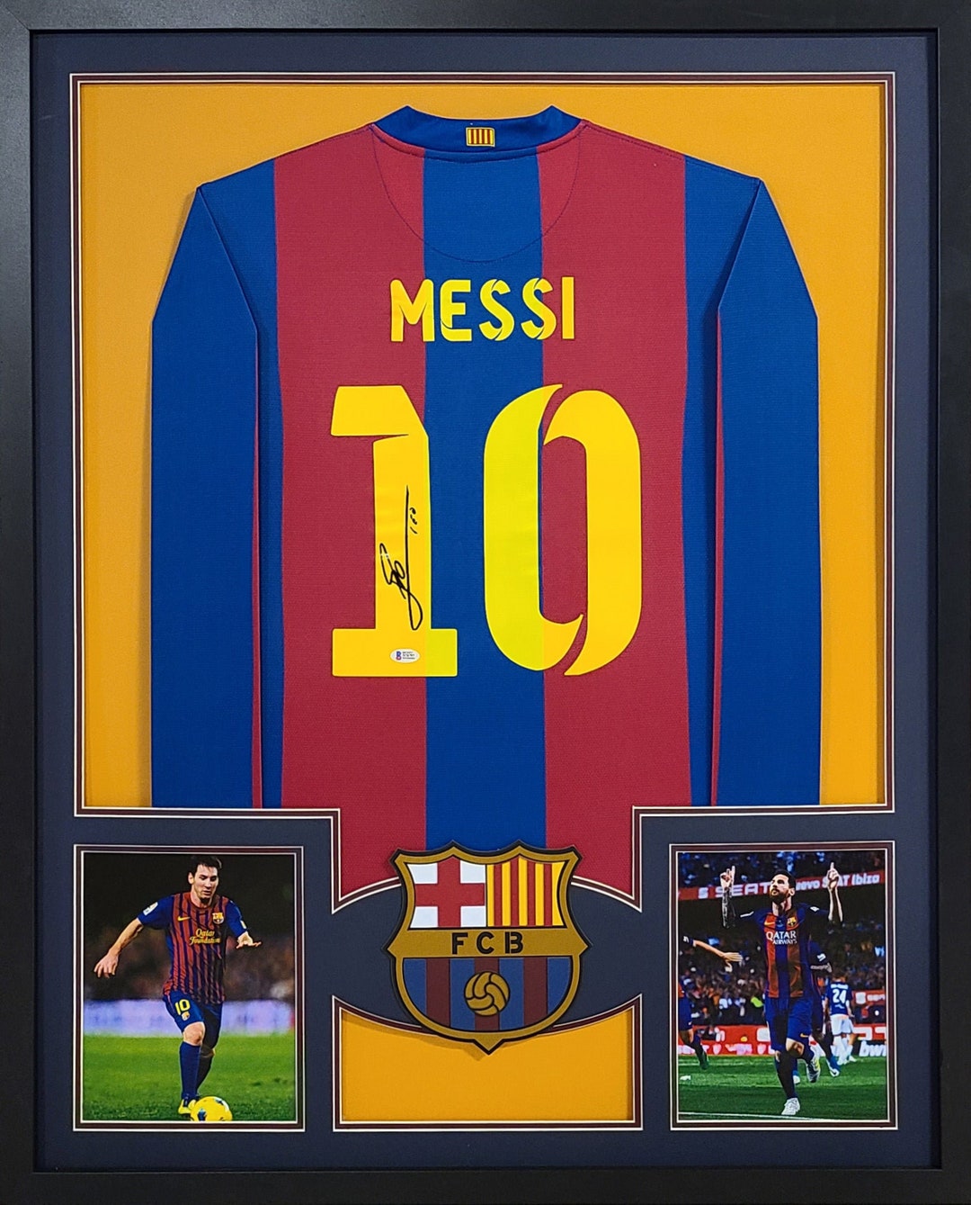 Lionel Messi Framed Barcelona Jersey Beckett COA Autographed Signed BAS
