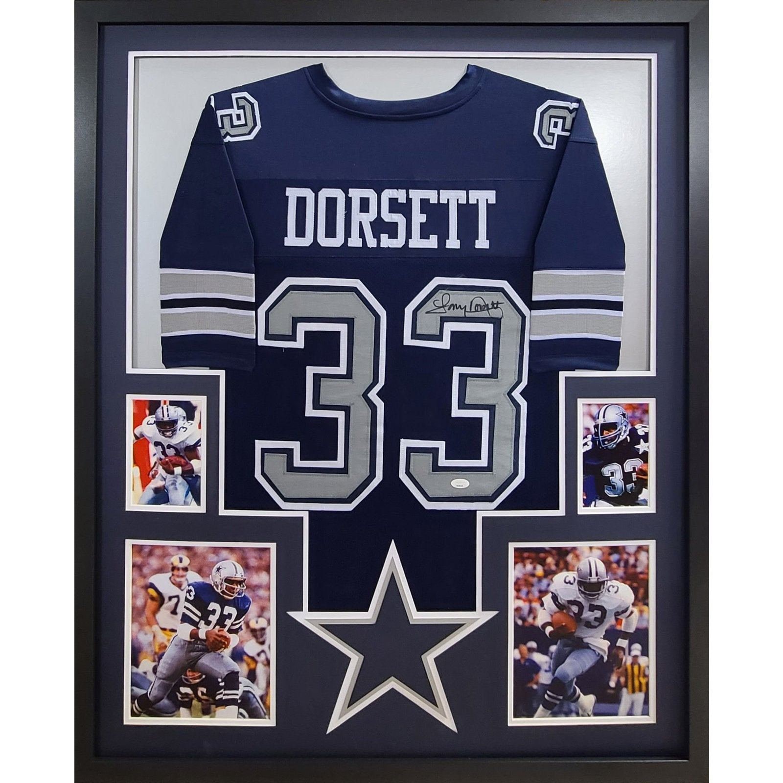 Tony Dorsett Autographed and Framed White Dallas Jersey Auto
