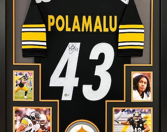 Troy Polamalu Signed Framed Jersey Beckett Autographed Pittsburgh Steelers NL