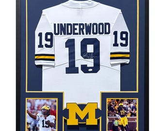 Bryce Underwood Framed Signed White Jersey JSA Autographed MIchigan