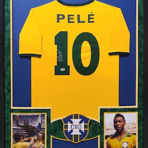 Pele Framed Signed Brazil Soccer Jersey PSA/DNA Autographed
