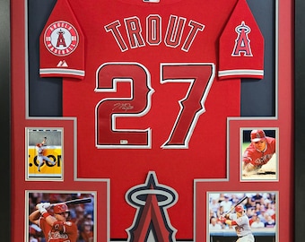 Mike Trout Framed Signed Red Jersey MLB COA Autographed Los Angeles Angels