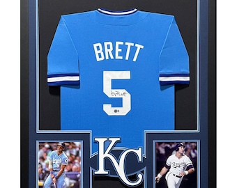 George Brett Framed Signed Blue Jersey Beckett Autographed Kansas City Royals