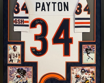 Camiseta enmarcada y firmada de Walter Payton de los Chicago Bears, autografiada por Steiner COA