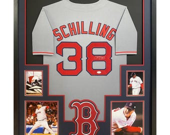 Curt Schilling Signed Framed Grey Jersey JSA Autographed Boston Red Sox