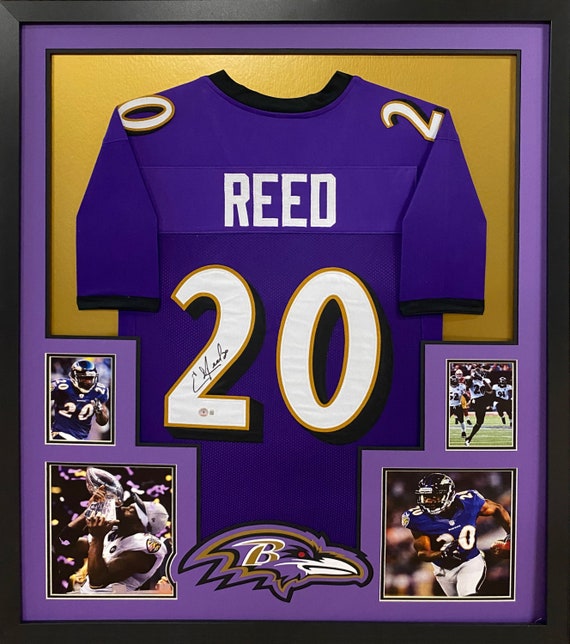 Ed Reed Framed Signed Purple Jersey Beckett Autographed Baltimore