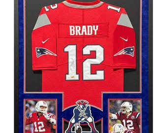 Tom Brady Framed Signed Red TB Jersey Tristar NE Patriots Autographed