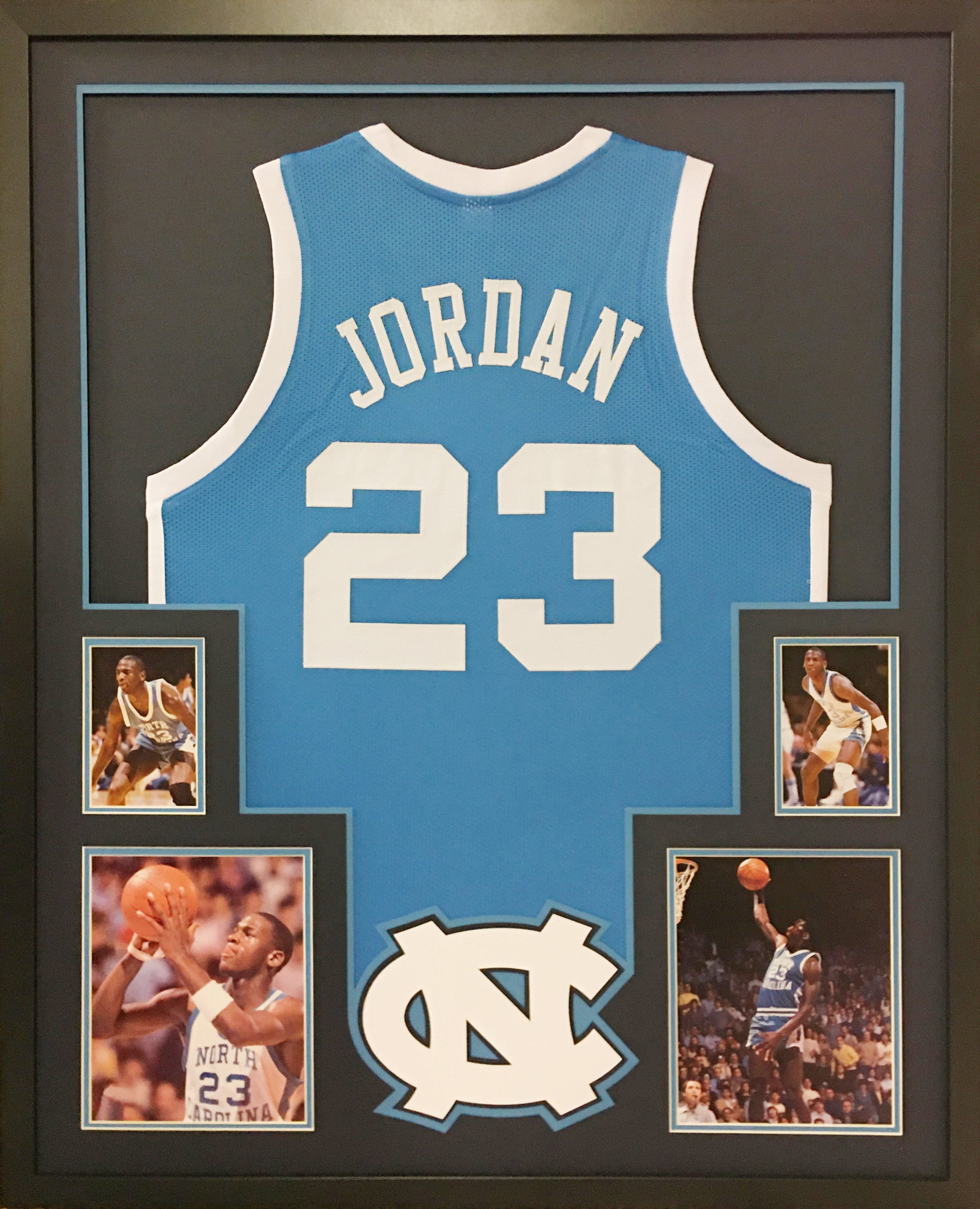 Michael Jordan UNSIGNED Framed Jersey UNC North Carolina Bulls BB4