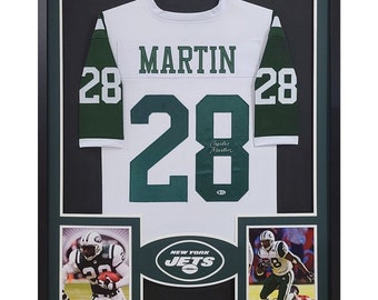 Curtis Martin Framed White Jersey Beckett Autographed Signed New York Jets