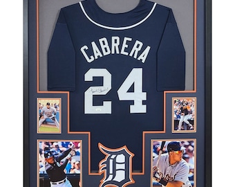 Miguel Cabrera Framed Signed Detroit Tigers Navy Jersey JSA Autographed