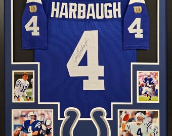 Jim Harbaugh Signed Framed Blue Jersey JSA Autographed Colts Team Issued