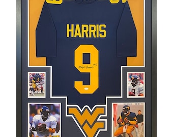 Major Harris Signed Framed Jersey JSA Autographed 1988 West Virginia