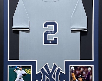 Derek Jeter Framed Signed Grey Jersey Steiner New York Yankees Autographed 2P