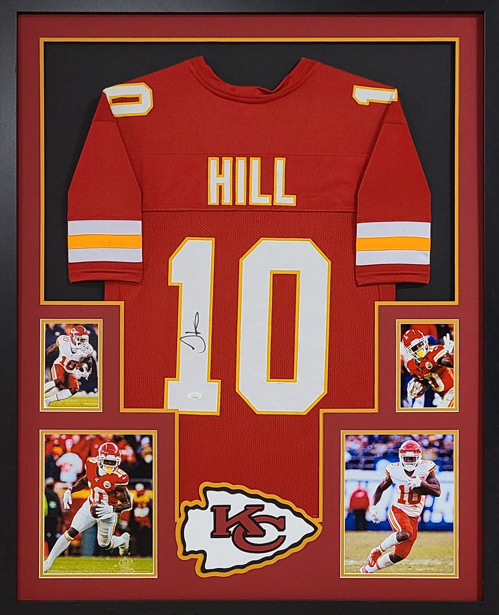 Framed Autographed/Signed Tyreek Hill 35x39 Miami Retro Teal Football Jersey JSA COA - Hall Of Fame Sports Memorabilia