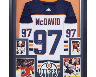 Connor McDavid Framed White Jersey Beckett Autographed Signed Edmonton Oilers