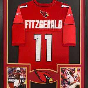 Larry Fitzgerald Signed Framed Red Jersey PSA/DNA Autographed Cardinals