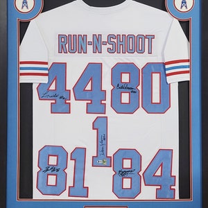 Run & Shoot Framed Signed White Jersey Beckett Autographed Houston Oilers