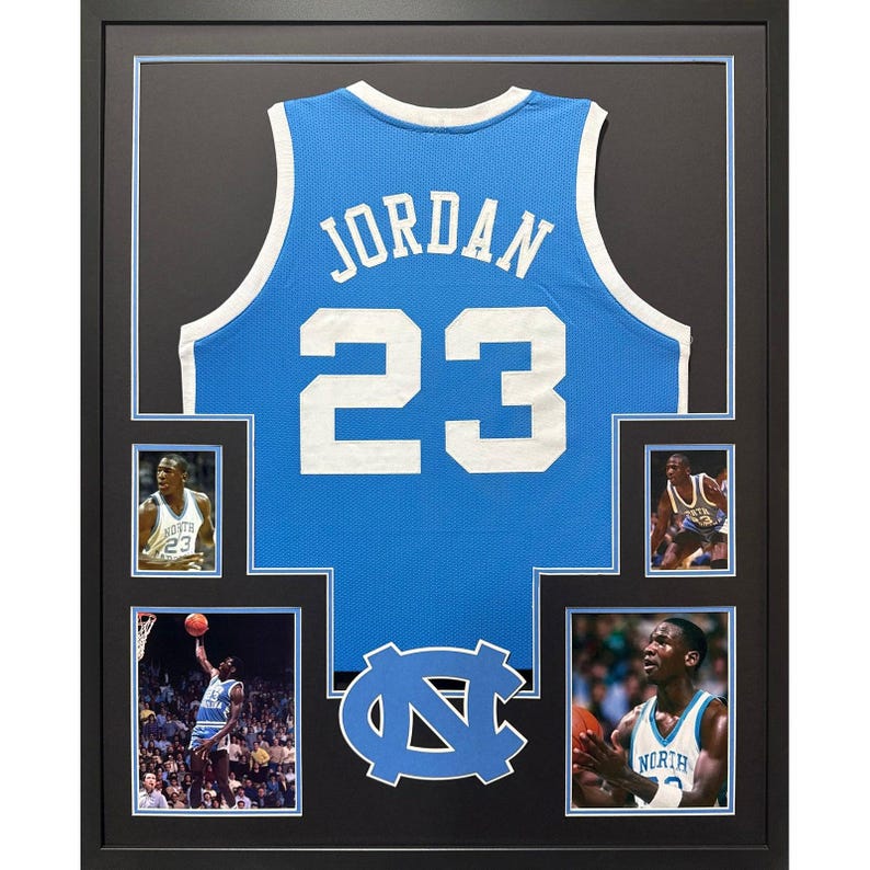 Michael Jordan UNSIGNED Framed Jersey UNC North Carolina