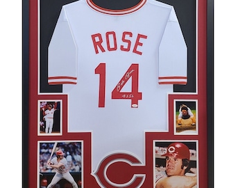 Pete Rose Framed Signed White Jersey JSA Autographed Cincinnati Reds
