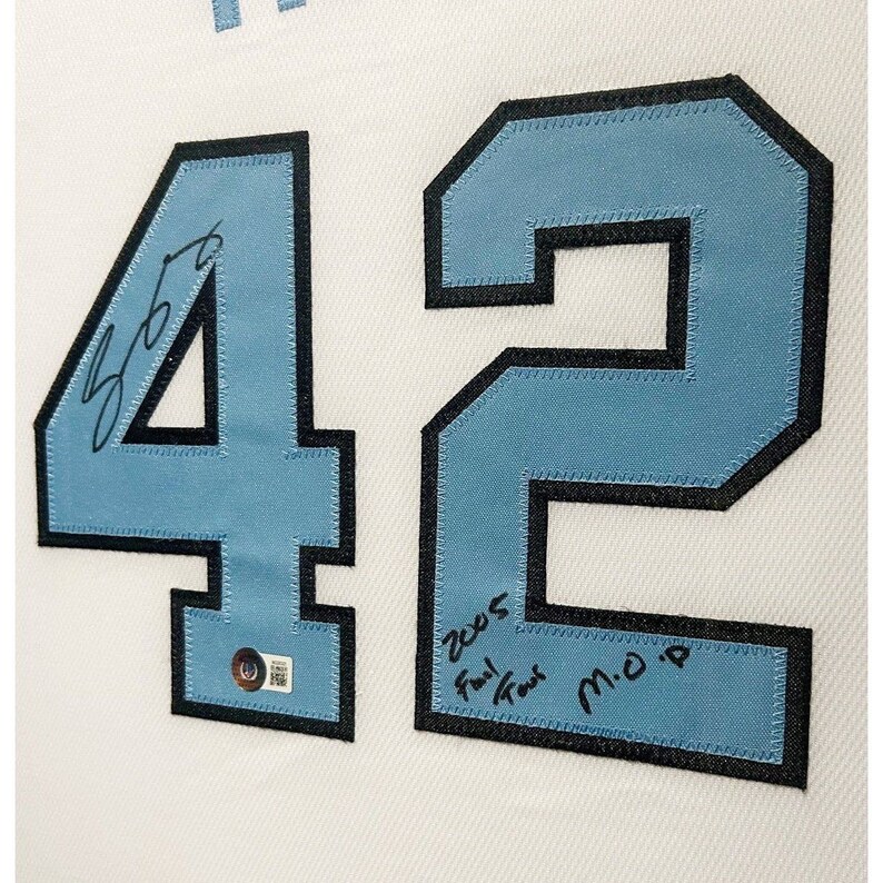 Sean May Framed Signed North Carolina White Jersey Beckett Autographed Tar Heels