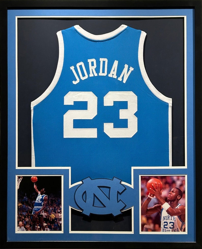 Michael Jordan UNSIGNED Framed Jersey UNC North Carolina Bulls 2PB