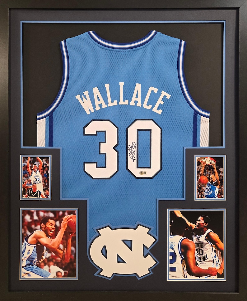 Rasheed Wallace Framed Signed Jersey Beckett Autographed UNC North Carolina