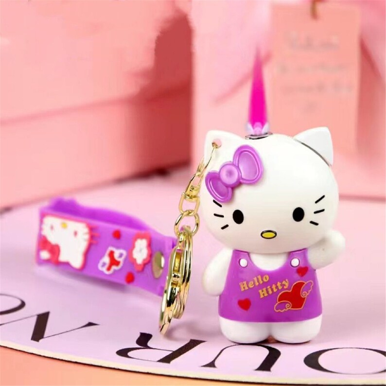 Hello Kitty Lighter Pink Refillable cute Anime Lightersanrio Etsy